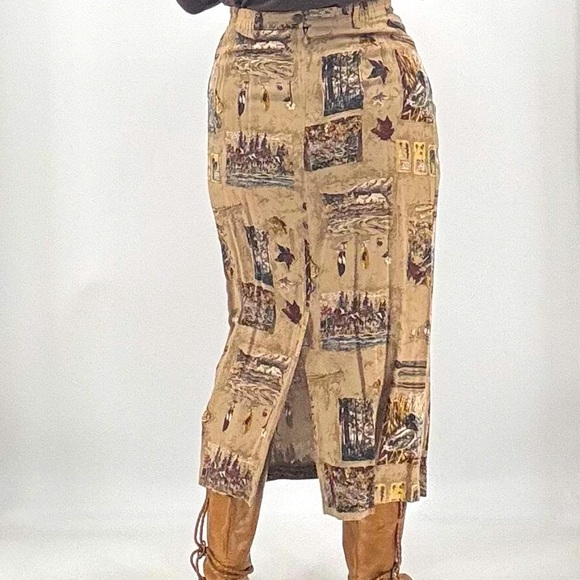 Vintage 90’s Gorpcore Artsy Cabincore Old Western Frontier High Waist Maxi Skirt - Picture 6 of 16